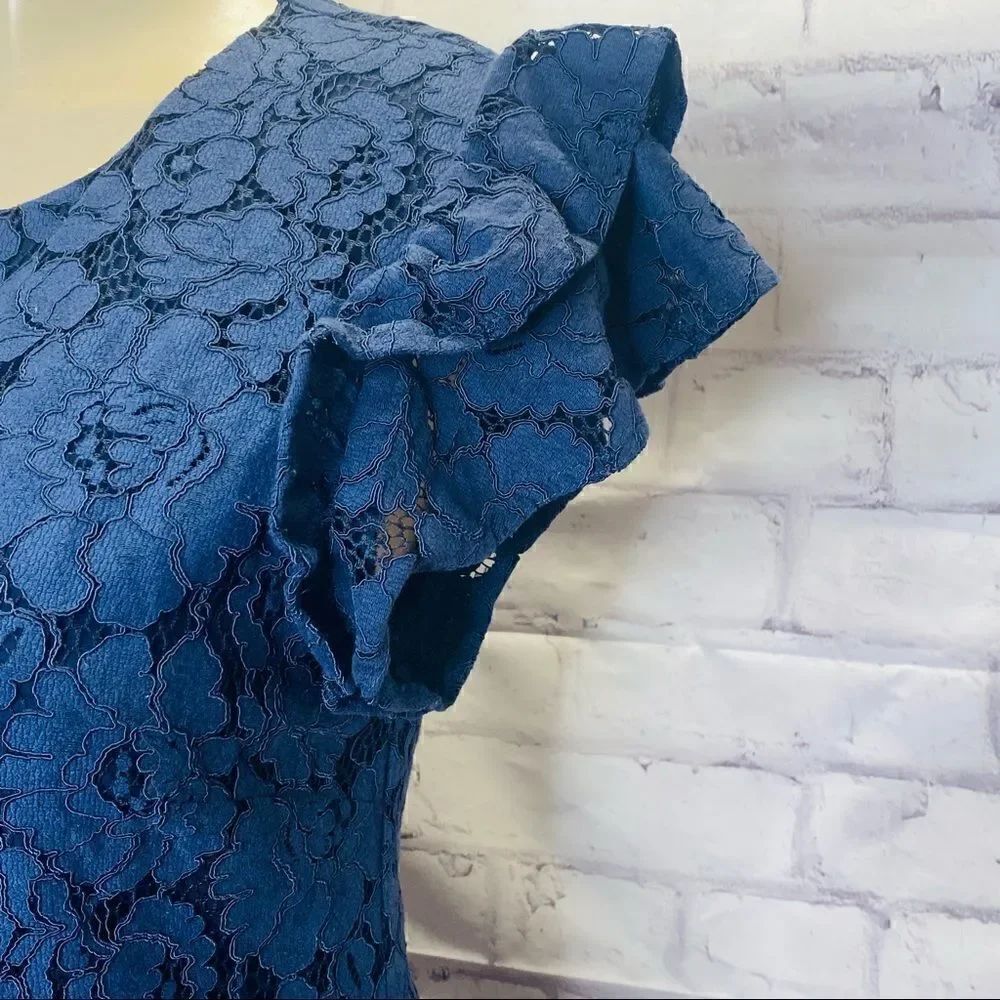 Charles Henry blue floral lace shift dress size small - Picture 3 of 11